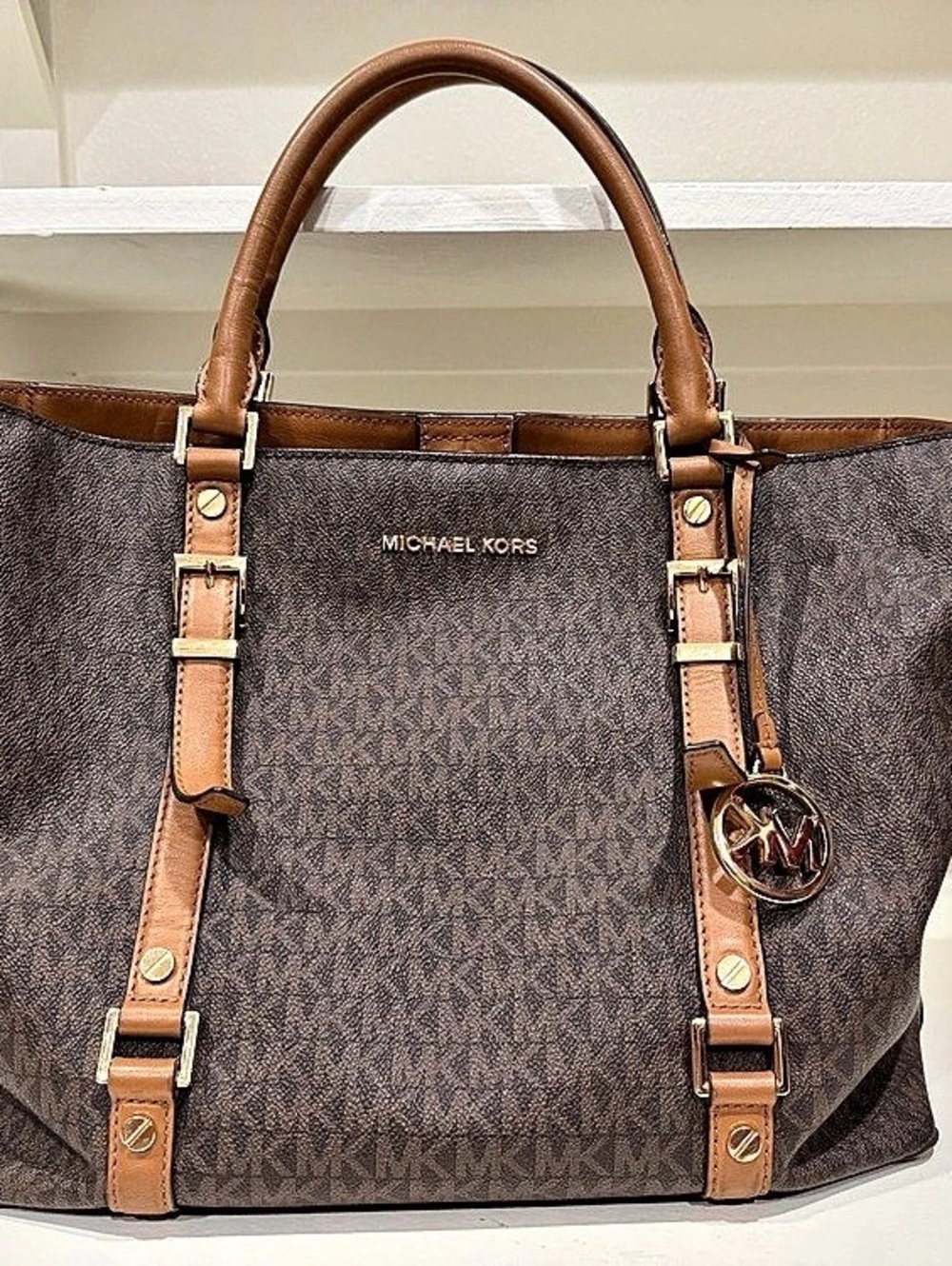 Michael Kors Jet Set Travel Medium Logo Tote Brown